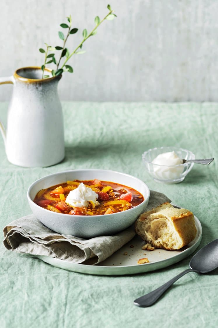 Linsbouillabaisse med fänkål, saffran och aioli