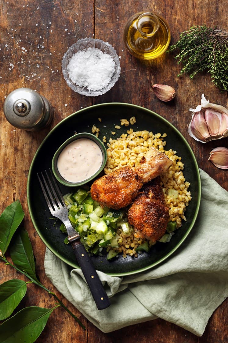 Ugnsrostad kyckling med chilikräm och bulgur Linas Matkasse