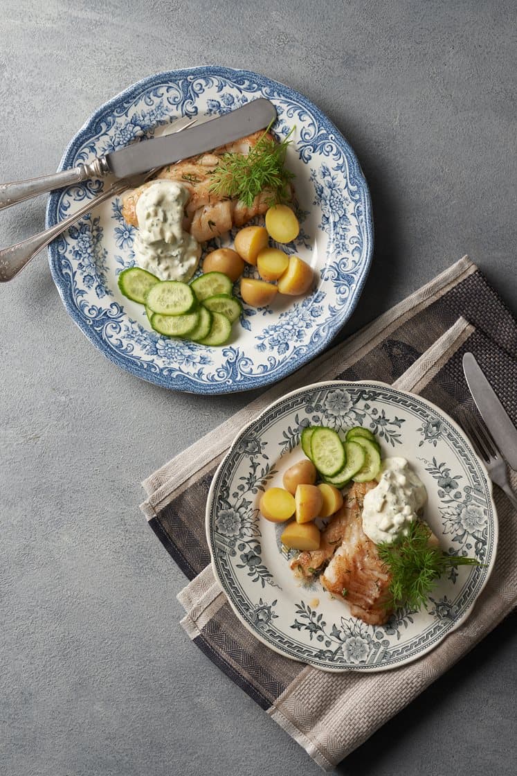 Dillstekt torsk med potatis och äppelremoulade