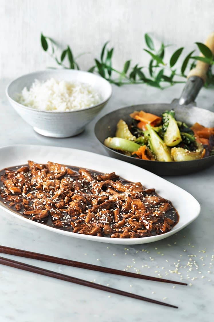 Bjärekyckling teriyaki - Sojastekt kyckling med sesamstekt pak choy