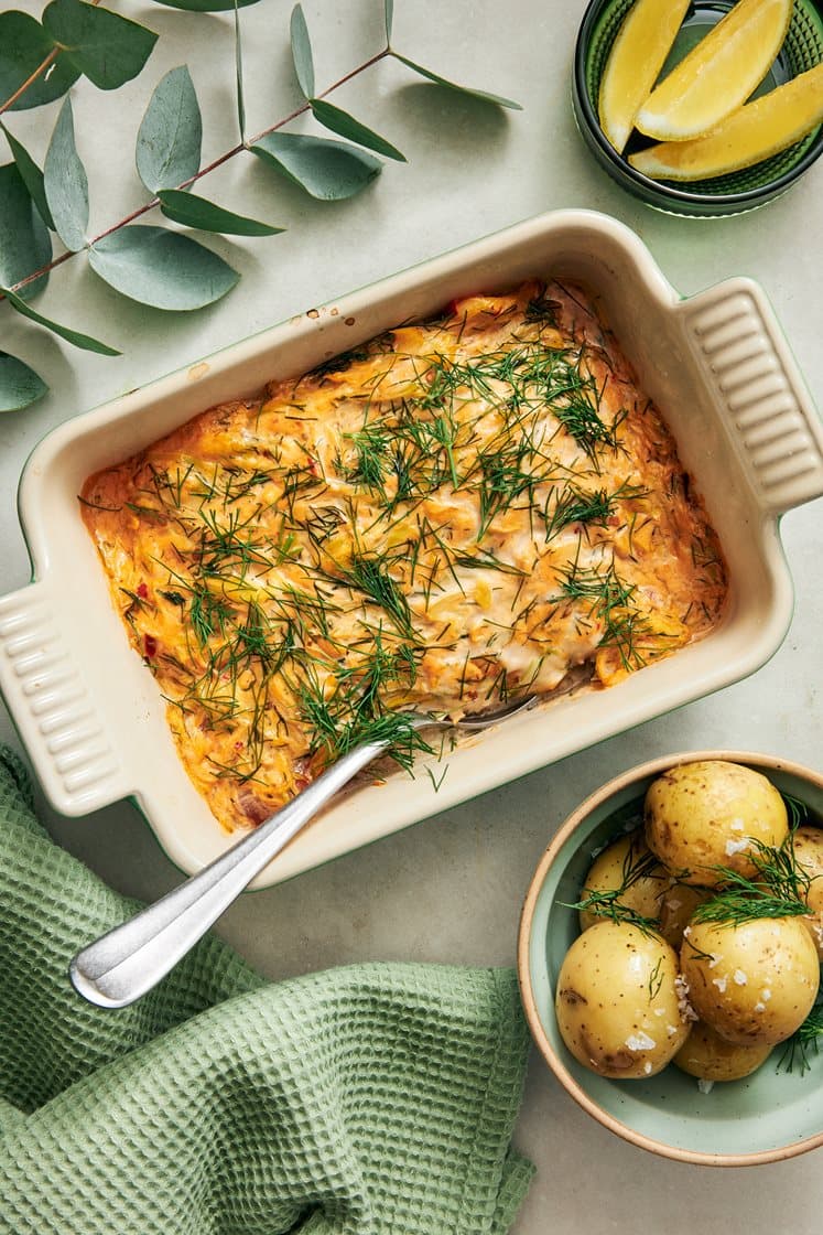 Fiskgratäng med torsk, dill och citron