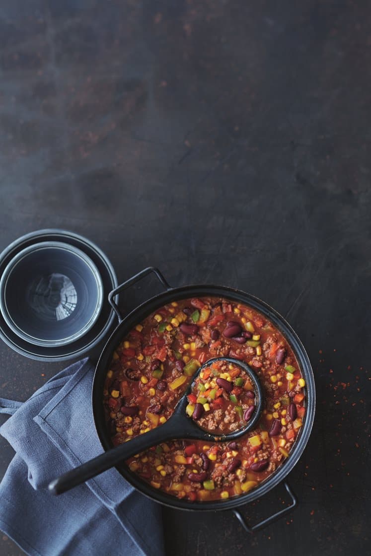 Chili con carne med bönor och majs