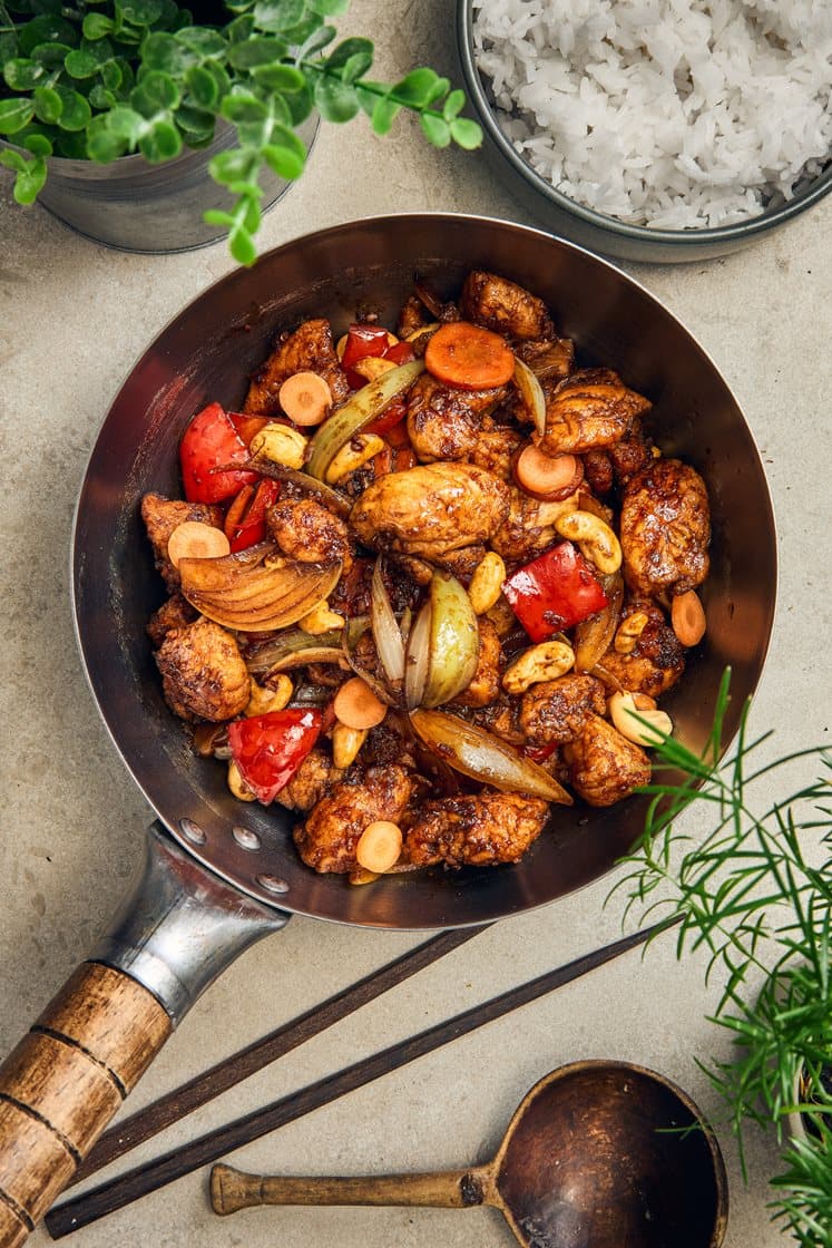 Kung pao chicken med cashewnötter och jasminris