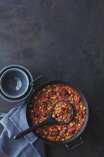 Chili con carne med bönor och majs